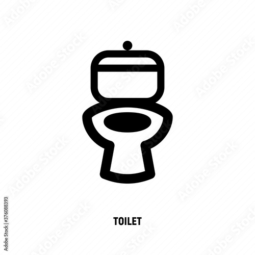 Toilet icon with bowl. Thin line vector illustration for logo of plumber or bathroom equipment shop.