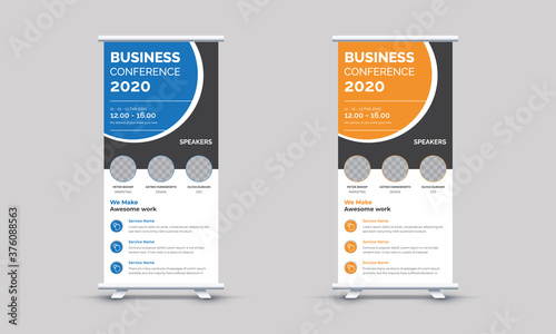 Business conference roll up banner design template