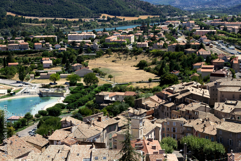 Panoramic view of the city of  Sisteron, south of France