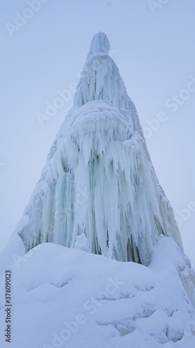 The snow covered beautiful landscape of Swedish Lapland outside of Lycksele, Sweden photo