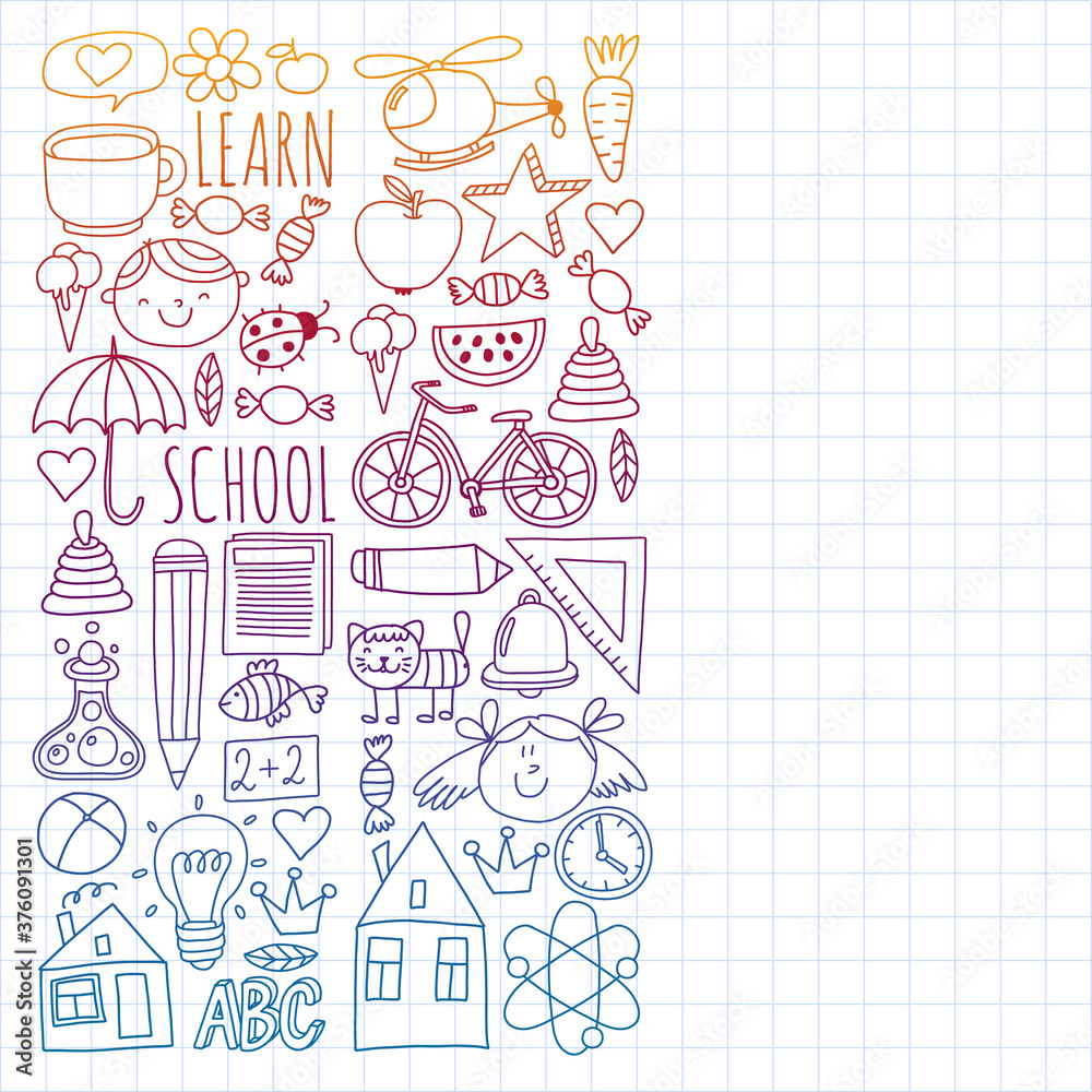 Back to School vector doodle set. Supplies for sport, art, reading, science, geography, biology, physics, mathematics, astronomy, chemistry. Back to School vector doodle set. Supplies for sport, art, reading, science, geography, biology, physics, mathematics, astronomy, chemistry.