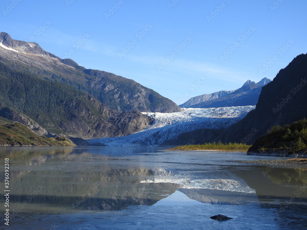 Mendenhall Glacier reflected in the lake