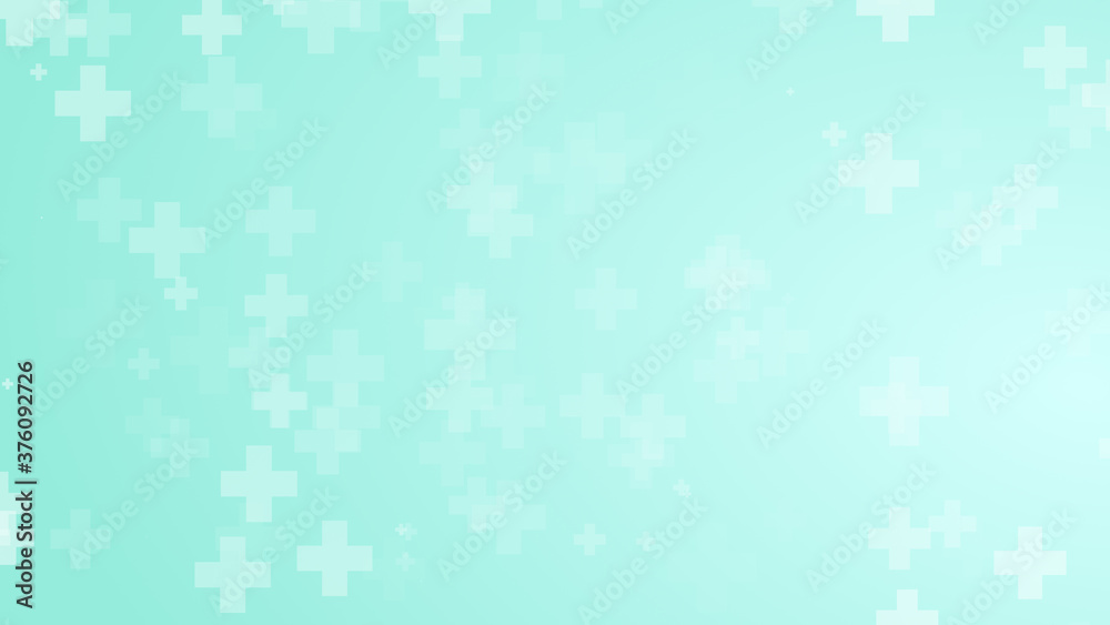 Abstract medical green blue cross pattern background.