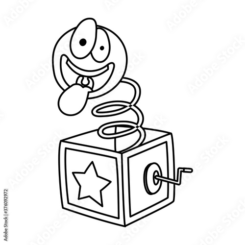 crazy emoji face in surprise box fools day line style icon