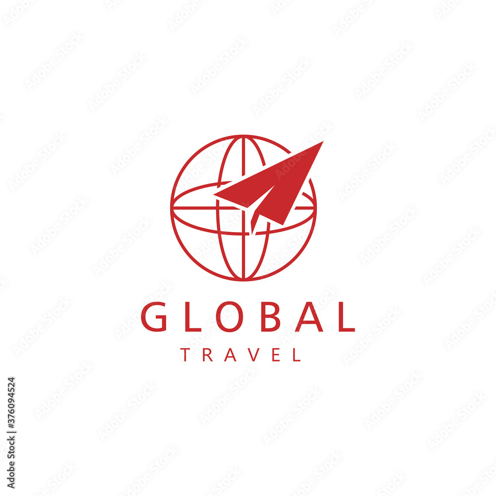 travel logo illustration globe, unique airplane with color design vector template travel logo illustration globe, unique airplane with color design vector template