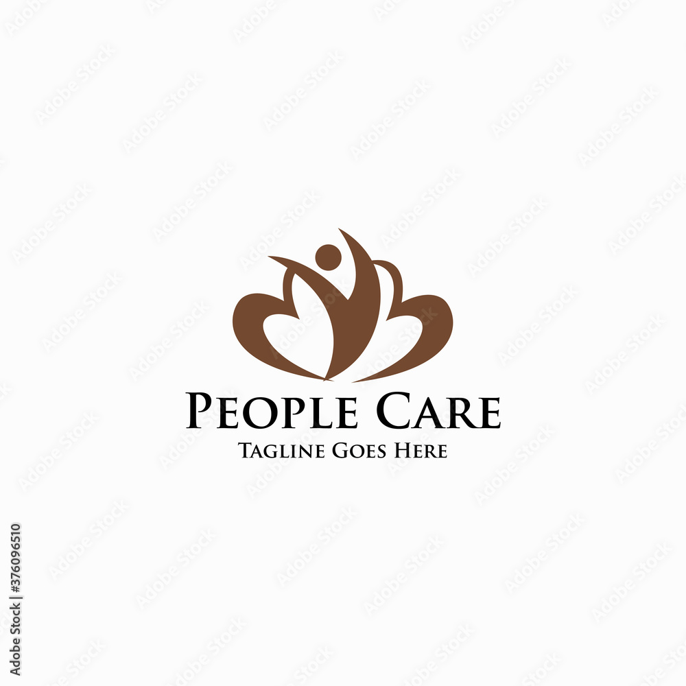 People care logo.Heart shape icon. Vector illustration