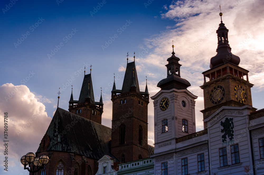 Hradec Kralove, Czech republic: Cathedral of the Holy Spirit and White Tower on the Great Square