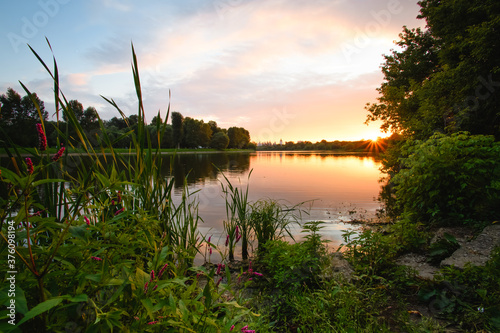 sunset over the river