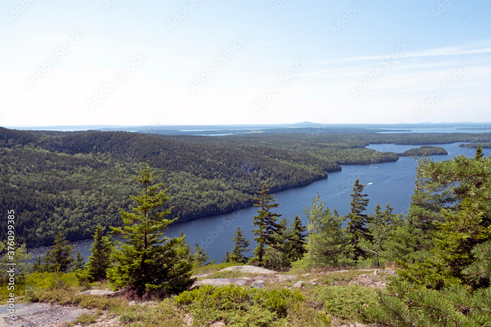 View from Beech Mountain, Acadia National Park, USA, Maine.