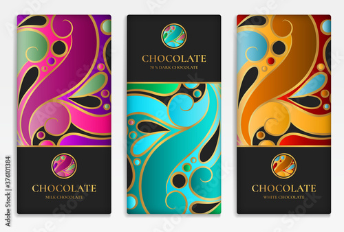 Luxury packaging design of chocolate bars. Vintage vector ornament template. Elegant, classic elements. Great for food, drink and other package types. Can be used for background and wallpaper.