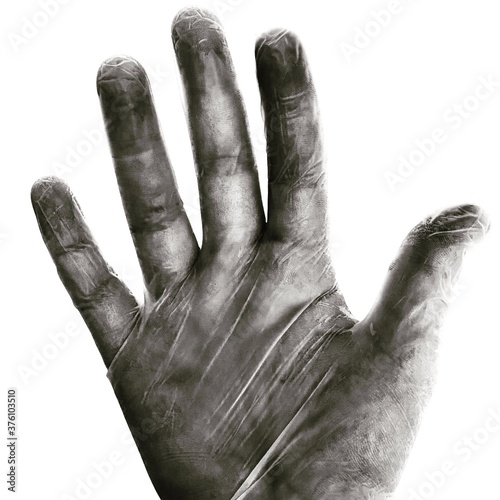 hand in rubber glove 