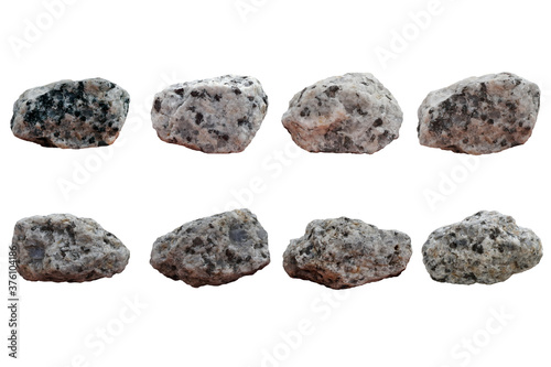 Set of granite rock isolated on a white background. igneous rock.