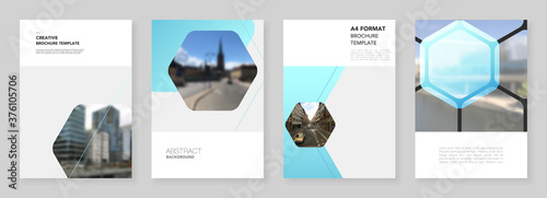 A4 brochure layout of covers design templates for flyer leaflet, A4 brochure design, report, presentation, magazine cover, book design. Abstract geometric pattern. Corporate identity business concept.