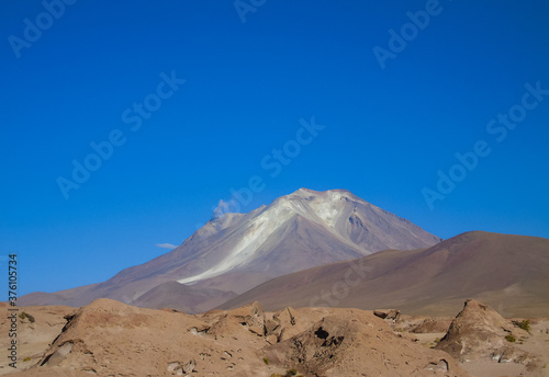 Signs of the activity of Ollague volcano in northern Chile on the border with Bolivia