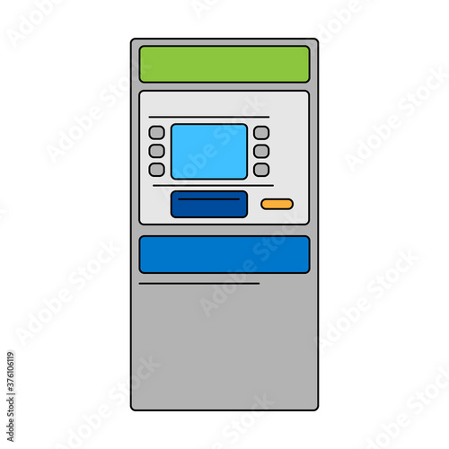 Vector line art cash machine - vector lineart illustration