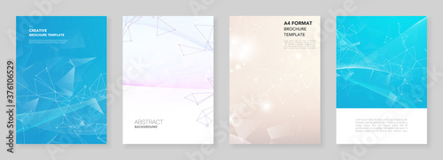 A4 brochure layout of covers templates for flyer leaflet, A4 brochure design, report, presentation, magazine cover, book design. Wave flow background for science or medical concept design.