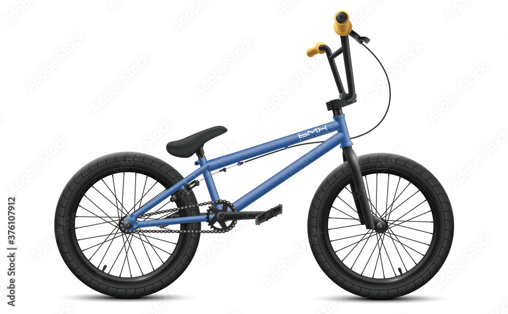 Blue BMX bicycle mockup - right side view