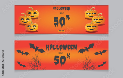 Halloween sale concept, with a 50% discount offer.