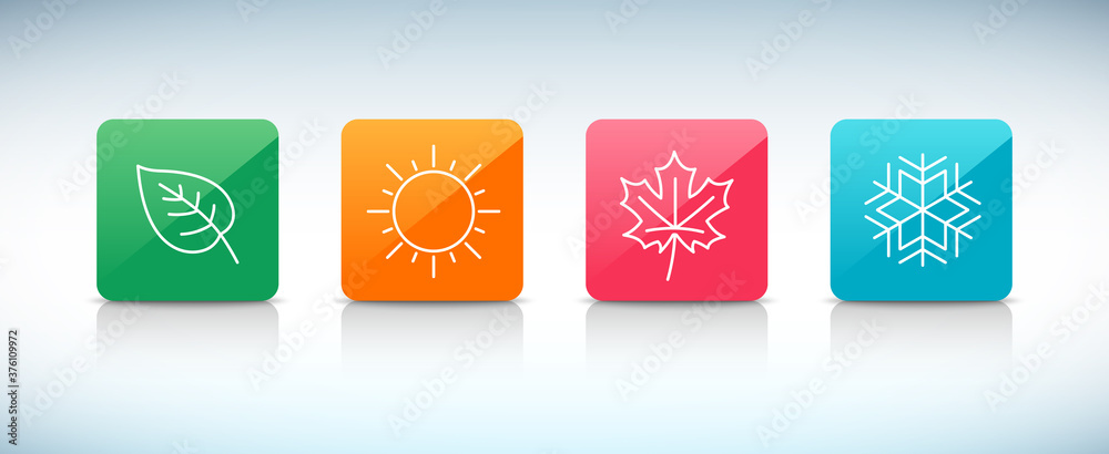 Line icons of four seasons