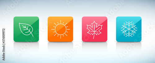 Line icons of four seasons