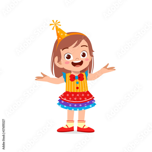 happy cute little kid boy and girl celebrate halloween wears clown costume