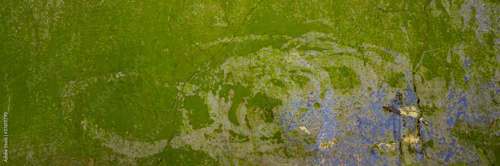 Fototapeta premium surface of the wall cement plaster covered with cracks and old paint.
