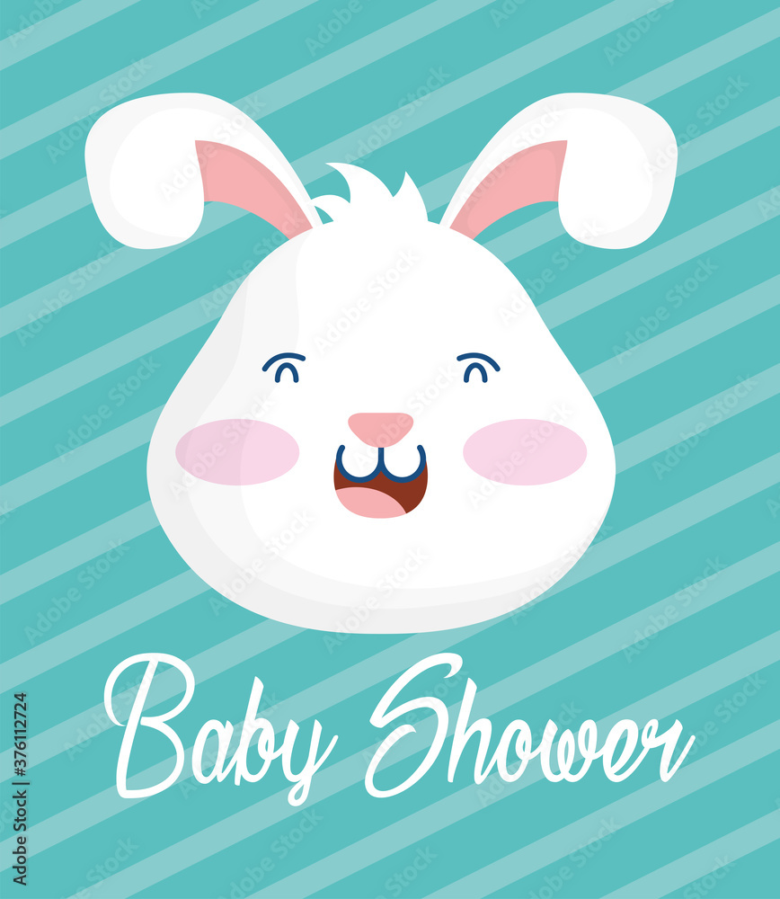 baby shower card with rabbit head stripes background baby shower card with rabbit head stripes background