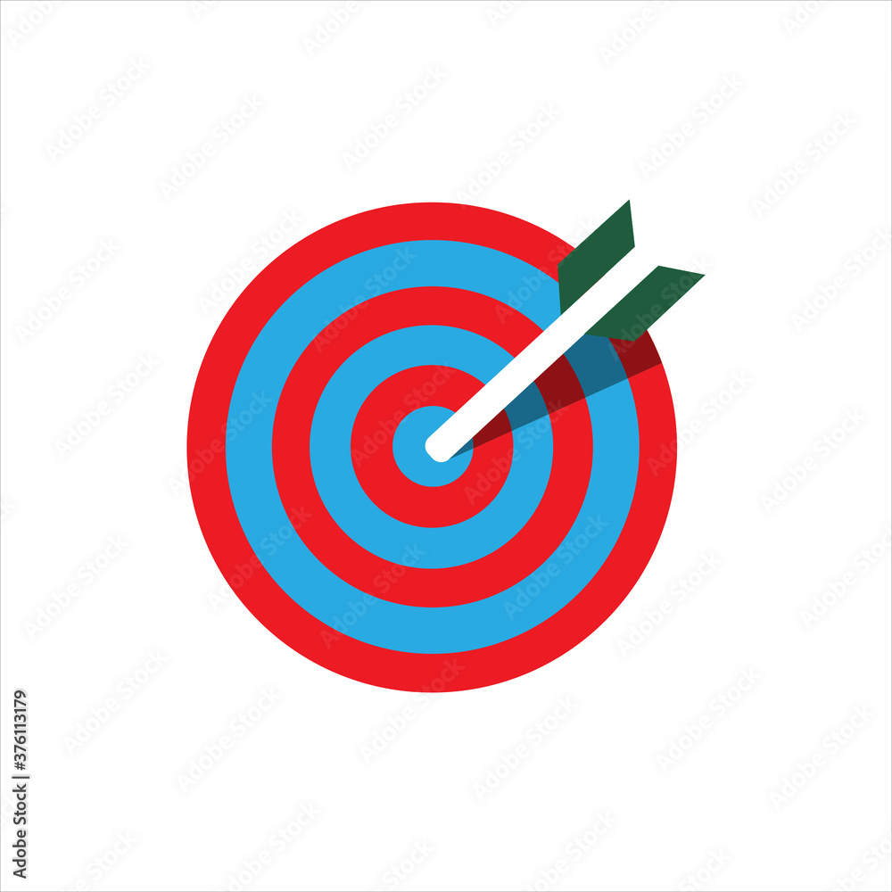 icon of arrow hitting target. Vector illustration EPS 10