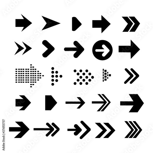 Set of flat icons of various arrows. Vector illustration eps 10