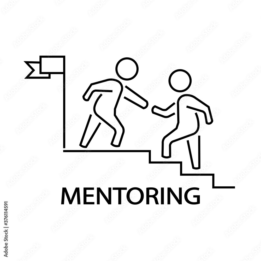Icon of mentoring and helping another person. Vector illustration eps 10 Icon of mentoring and helping another person. Vector illustration eps 10