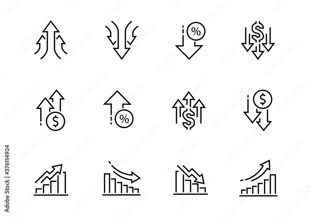 Set finance graphs icons. Vector illustration eps 10.