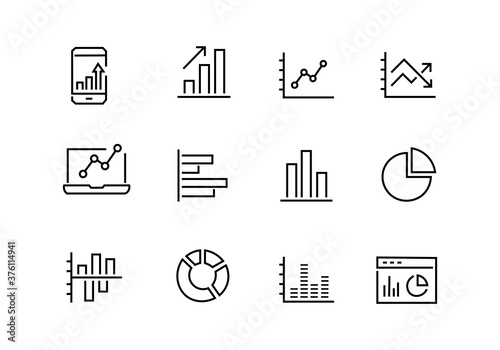 Set finance graphs icons. Vector illustration eps 10.