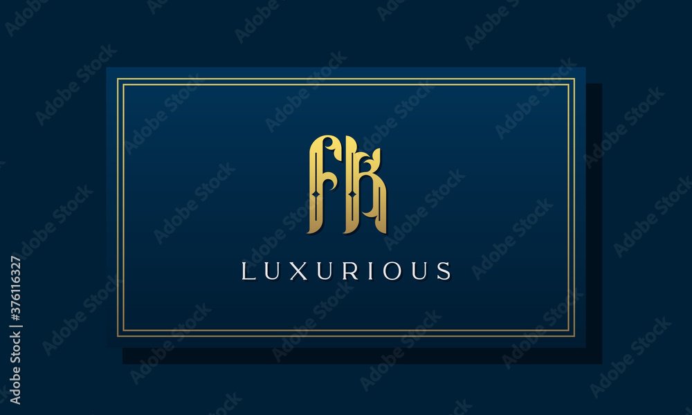 Vintage royal initial letter FK logo. This logo creatively incorporates luxurious typeface. It will be suitable for Royalty, Boutique, Hotel, Heraldic, fashion, and Jewelry.