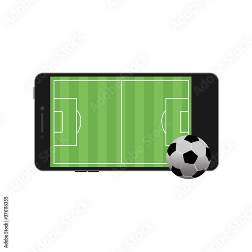 realistic banner online soccer game on smartphone. Vector illustration eps 10