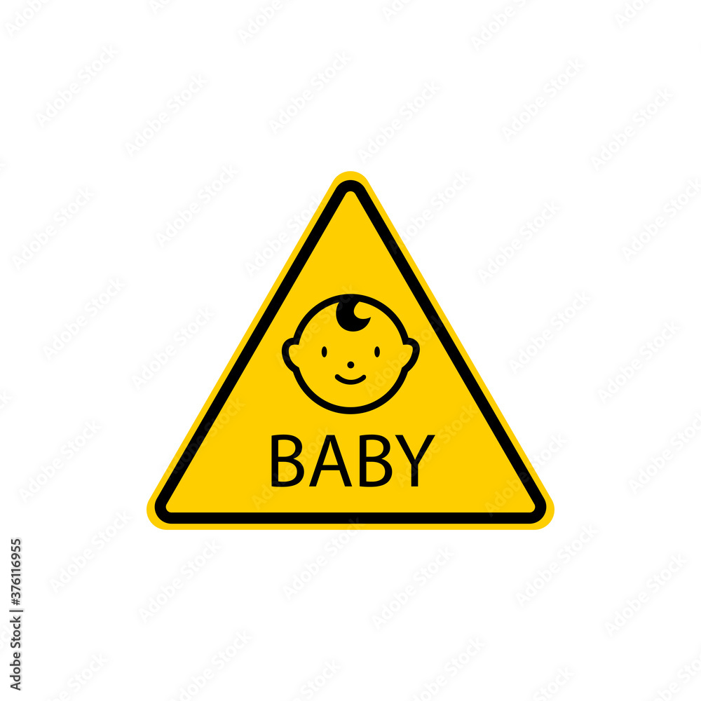 Icon caution baby on the road. Vector illustration eps 10 Icon caution baby on the road. Vector illustration eps 10