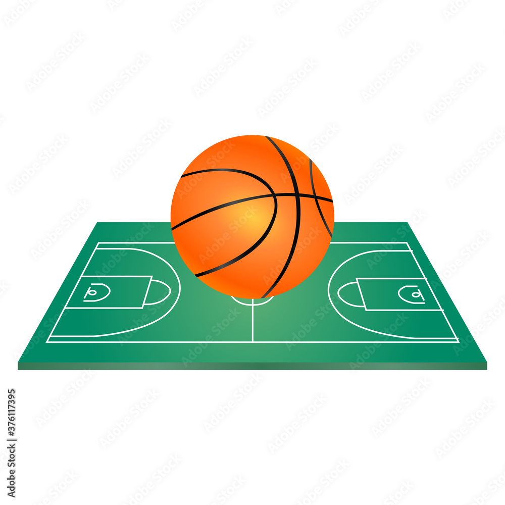 Realistic basketball and court icon. Vector illustration eps 10