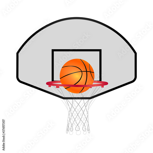 Realistic basketball ball and hoop icon. Vector illustration eps 10