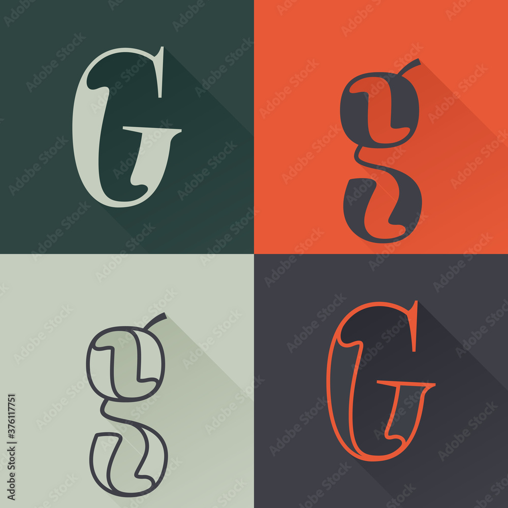 Classic G letter logo set in Renaissance style. Classic G letter logo set in Renaissance style.