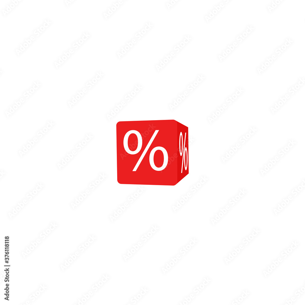 Realistic cube icon with percent sign. Vector illustration eps 10. Realistic cube icon with percent sign. Vector illustration eps 10.