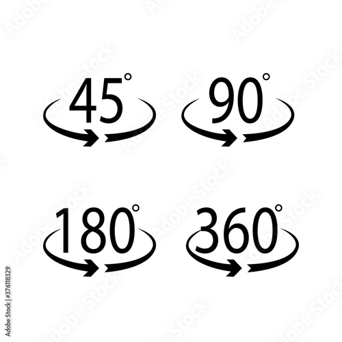 Set of icons spread 45 degrees, 90, 180, 360. Vector illustration eps 10