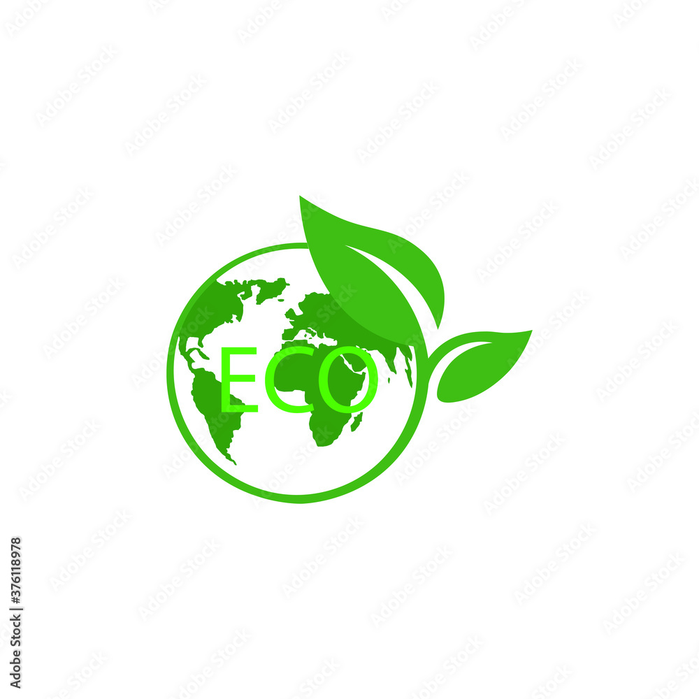 Globe icon and eco inscription. Vector illustration eps 10 Globe icon and eco inscription. Vector illustration eps 10
