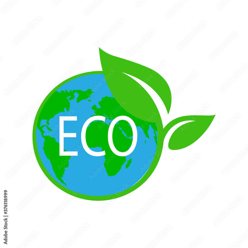 Earth map icon and eco lettering. Vector illustration eps 10 Earth map icon and eco lettering. Vector illustration eps 10