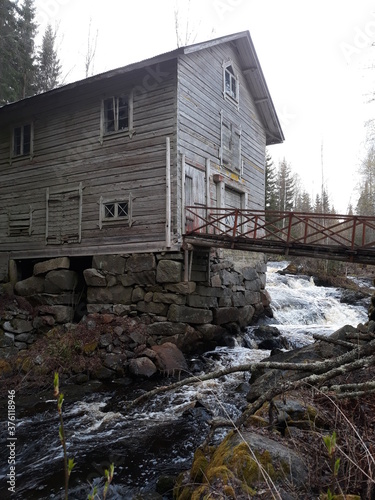 Old mill by the tream in the town of Virrat in Finland.