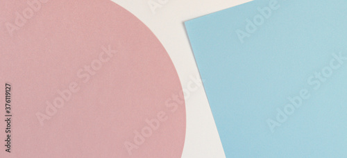 Abstract colored paper texture background. Minimal geometric shapes and lines in pastel pink, light blue, white colors