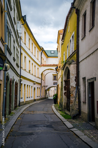 Fototapeta Naklejka Na Ścianę i Meble -  Pardubice, The Czech Republic: Narrow street in the centre of Pardubice 