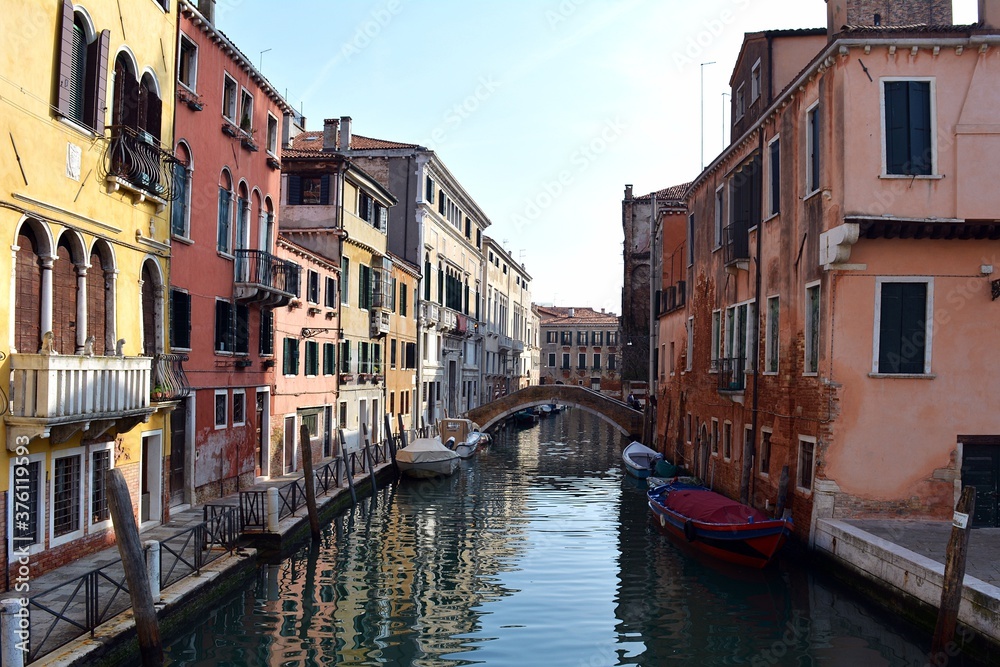 venice canal with gondola and bridge no people travel destinations
