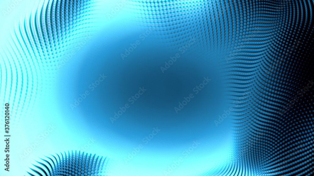 Fototapeta premium Dot white blue wave light screen gradient texture background. Abstract technology big data digital background. 3d rendering.