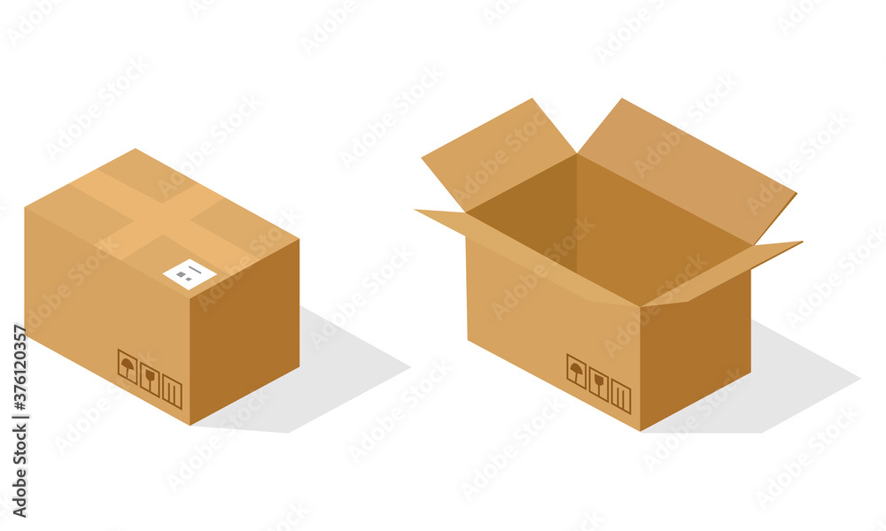 Icon of two 3D boxes for packaging. Vector illustration eps 10 Icon of two 3D boxes for packaging. Vector illustration eps 10
