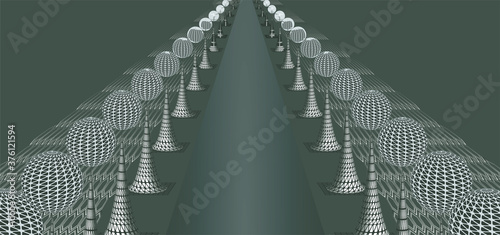 Boulevard, perspective. Futuristic image