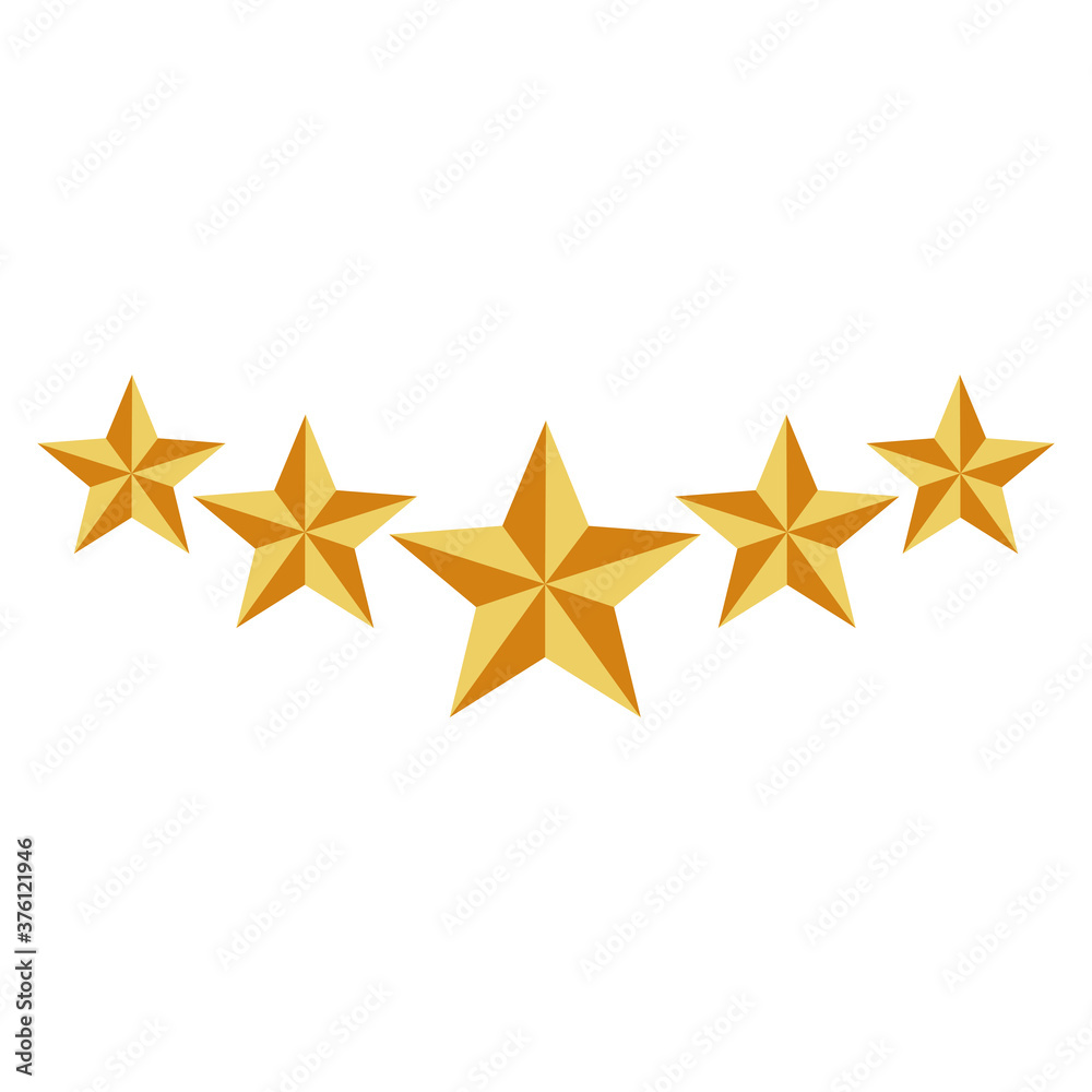 Icon of five golden stars. Vector illustration eps 10